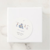 Blue Watercolor Girl Winter Clothes Kinderdusche Geschenkanhänger (Beispiel)