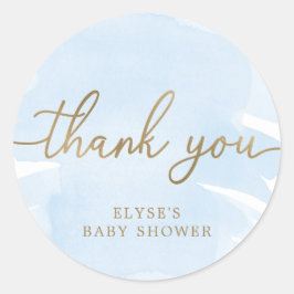 Blue Watercolor Gold Baby Dusche Gefallen Sticker