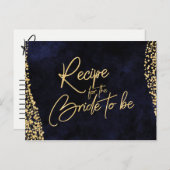 Blue Watercolor & Gold Bride Recicard Postkarte (Vorne/Hinten)