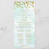 Blue Watercolor Gold Confetti Wedding Program Programm (Rückseite)