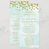 Blue Watercolor Gold Confetti Wedding Program Programm (Vorne/Hinten)