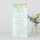 Blue Watercolor Gold Confetti Wedding Program Programm (Stehend Vorderseite)