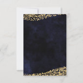 Blue Watercolor & Gold Confetti Wedding RSVP Karte (Rückseite)