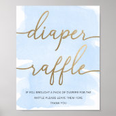Blue Watercolor Gold Diaper Raffle Poster (Vorne)