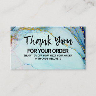 Blue Watercolor Gold Discount Business Card Visitenkarte