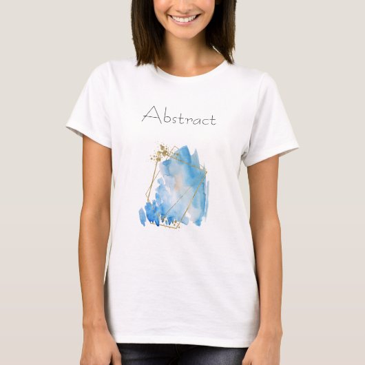 *~* Blue Watercolor Gold Glitzer Paint ABSTRAKT T-Shirt (Vorderseite)