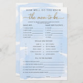 Blue Watercolor Gold Know The Mama to be Game (Vorne/Hinten)