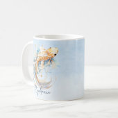 Blue Watercolor Gold Koi Fisch Personalisiert Kaffeetasse (Vorderseite Links)