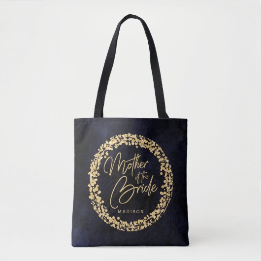 Blue Watercolor & Gold Mother of the Bride Tasche (Vorderseite)