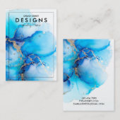 Blue Watercolor Gold trendy Earring Display Card Visitenkarte (Vorne/Hinten)