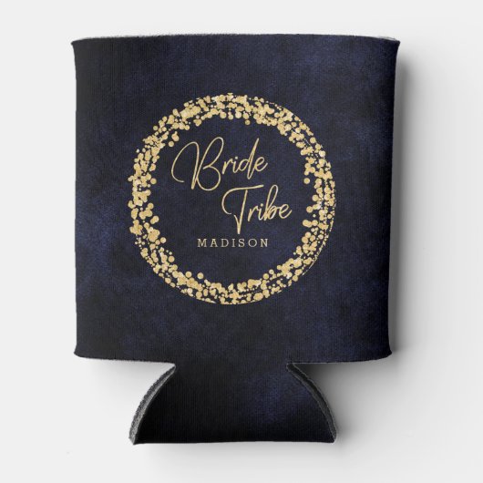 Blue Watercolor & Gold Wedding Bride Stamm Dosenkühler (Vorderseite)