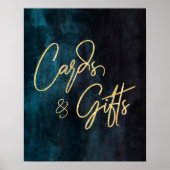 Blue Watercolor & Gold Wedding Cards & Gifts Poster (Vorne)