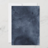 Blue Watercolor & Gold Wedding Einladung (Rückseite)