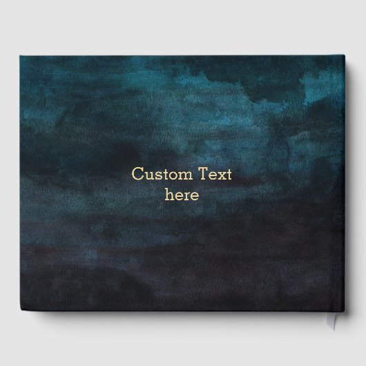 Blue Watercolor & Gold Wedding Monogram Gästebuch (Rückseite)