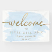Blue Watercolor Gold Willkommen Banner (Horizontal)