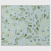Blue Watercolor Greenery Holiday Geschenkpapier (Flach)