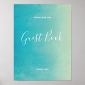 Blue Watercolor Guest Book Sign Poster (Vorne)