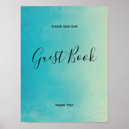 Blue Watercolor Guest Book Sign Poster