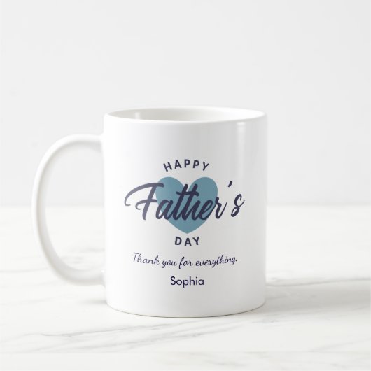Blue Watercolor Happy Father’s Day Personalized  Kaffeetasse (Links)