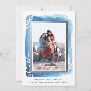 Blue Watercolor Happy Mother Day Card Karte