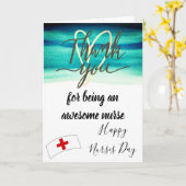 Blue Watercolor Happy Nurses Day Karte (Gelbe Blume)