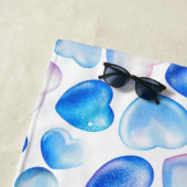"Blue Watercolor Heart Beach Towel" Strandtuch (Beispiel)