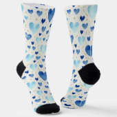 Blue Watercolor Heart & Gold Dust Socken (Gewinkelt)