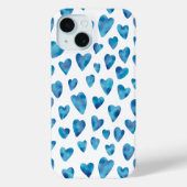 Blue Watercolor Heart iPhone Case (Rückseite)