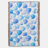"Blue Watercolor Heart Throw Blanket" Decke (Vorderseite Vertikal)