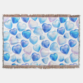 "Blue Watercolor Heart Throw Blanket" Decke