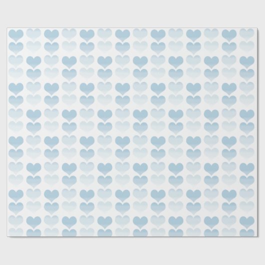 Blue Watercolor Hearts Geschenkpapier (Flach)
