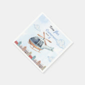 Blue Watercolor Helicopter City Serviette (Ecke)