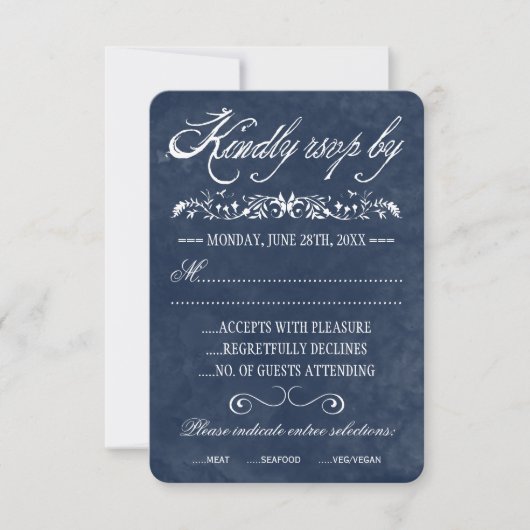 Blue Watercolor Hochzeitkarten RSVP Karte (Vorderseite)