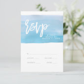 Blue Watercolor Hochzeitskarte, Antwortkarte RSVP Karte (Stehend Vorderseite)