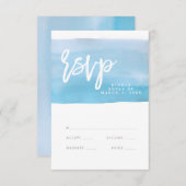 Blue Watercolor Hochzeitskarte, Antwortkarte RSVP Karte (Vorne/Hinten)