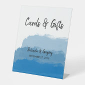 Blue Watercolor Hochzeitskarten & Geschenke am Str Sockelschild (Vorderseite)