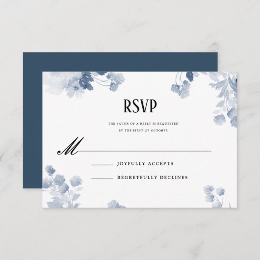 Blue Watercolor Hochzeitssuite Einladung (Vorne/Hinten)