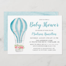 Blue Watercolor Hot Air Ballon Babydusche