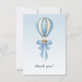 Blue Watercolor Hot Air Balloon Boy Baby Shower Dankeskarte