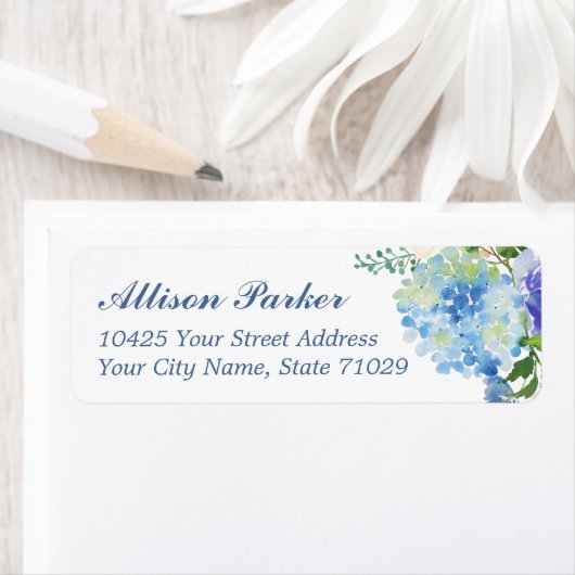 Blue Watercolor hydrangea Address Labels (Insitu)