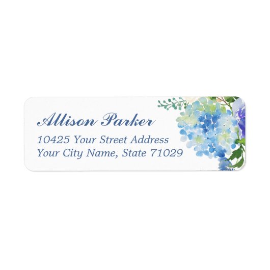 Blue Watercolor hydrangea Address Labels (Vorne)