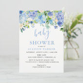 Blue Watercolor Hydrangea Brunch & Bubbly Cards Einladung (Stehend Vorderseite)