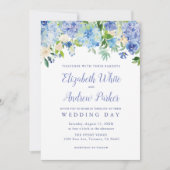 Blue Watercolor hydrangea Floral Wedding Card Einladung (Vorderseite)