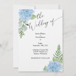 Blue Watercolor Hydrangea Hochzeit Einladung
