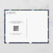 Blue Watercolor Hydrangea QR Code Hochzeit Einladungspostkarte (Rückseite)