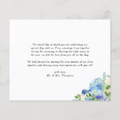 Blue Watercolor Hydrangea Winter Dankeschön Karte (Rückseite)