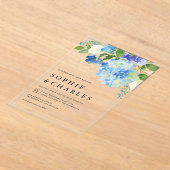 Blue Watercolor Hydrangea Winter Floral Wedding Acryleinladungen (Ablage )