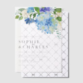 Blue Watercolor Hydrangea Winter Floral Wedding Pergament Einladungen (Versetzt (Einladung))