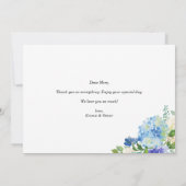 Blue Watercolor Hydrangeas Happy Mother Day Karte (Rückseite)