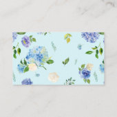 Blue Watercolor Hydrangeas & Rose Blumengarten Platzkarte (Rückseite)